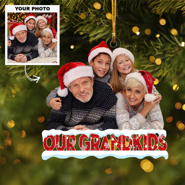Custom Photo Ornament, Our Grandkids Ornament, Christmas Gift For Grandma Grandpa | Grandkids Red